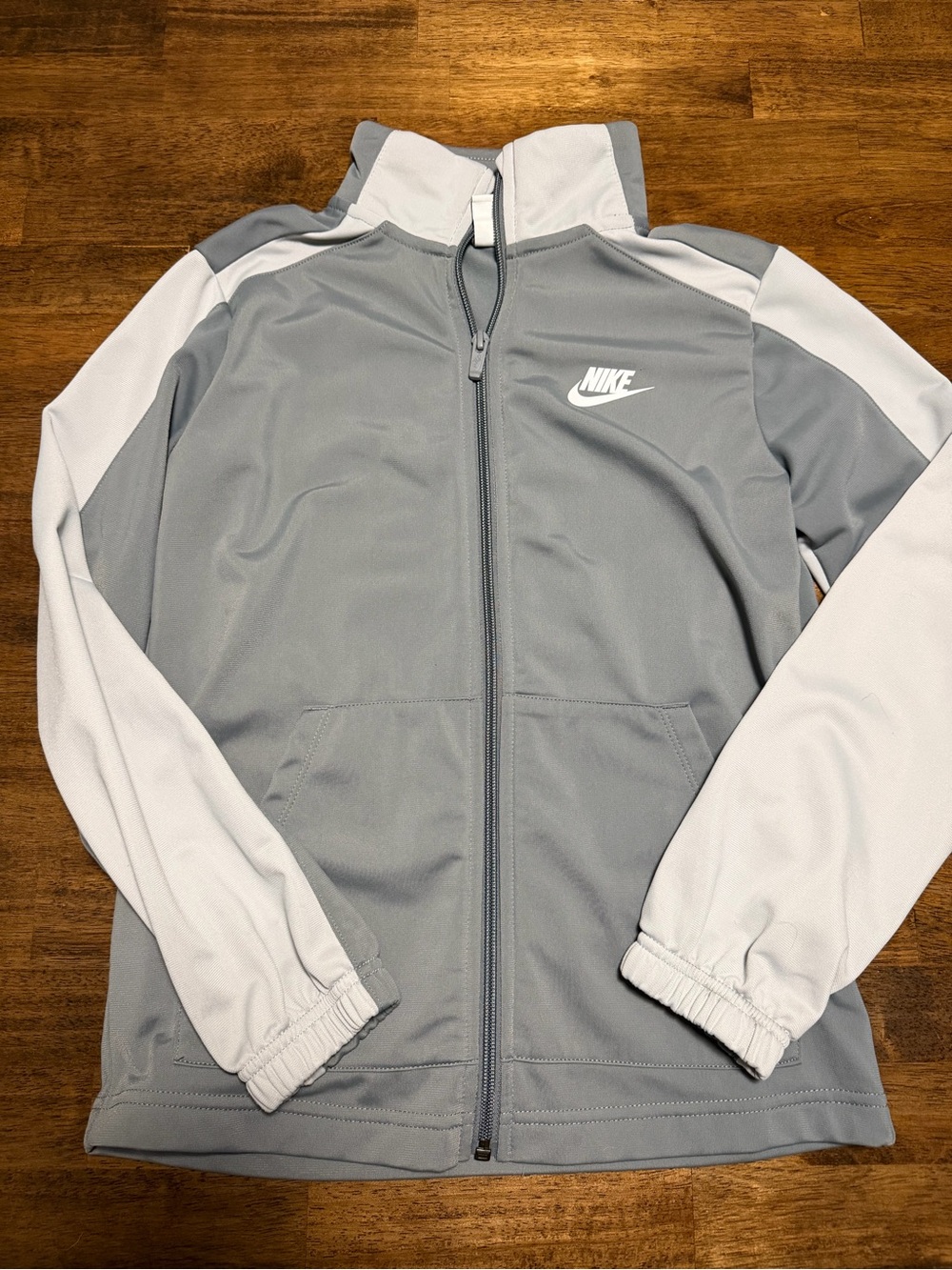 Nike Kids Two-Tone Gray and White Full-Zip Performance Jacket